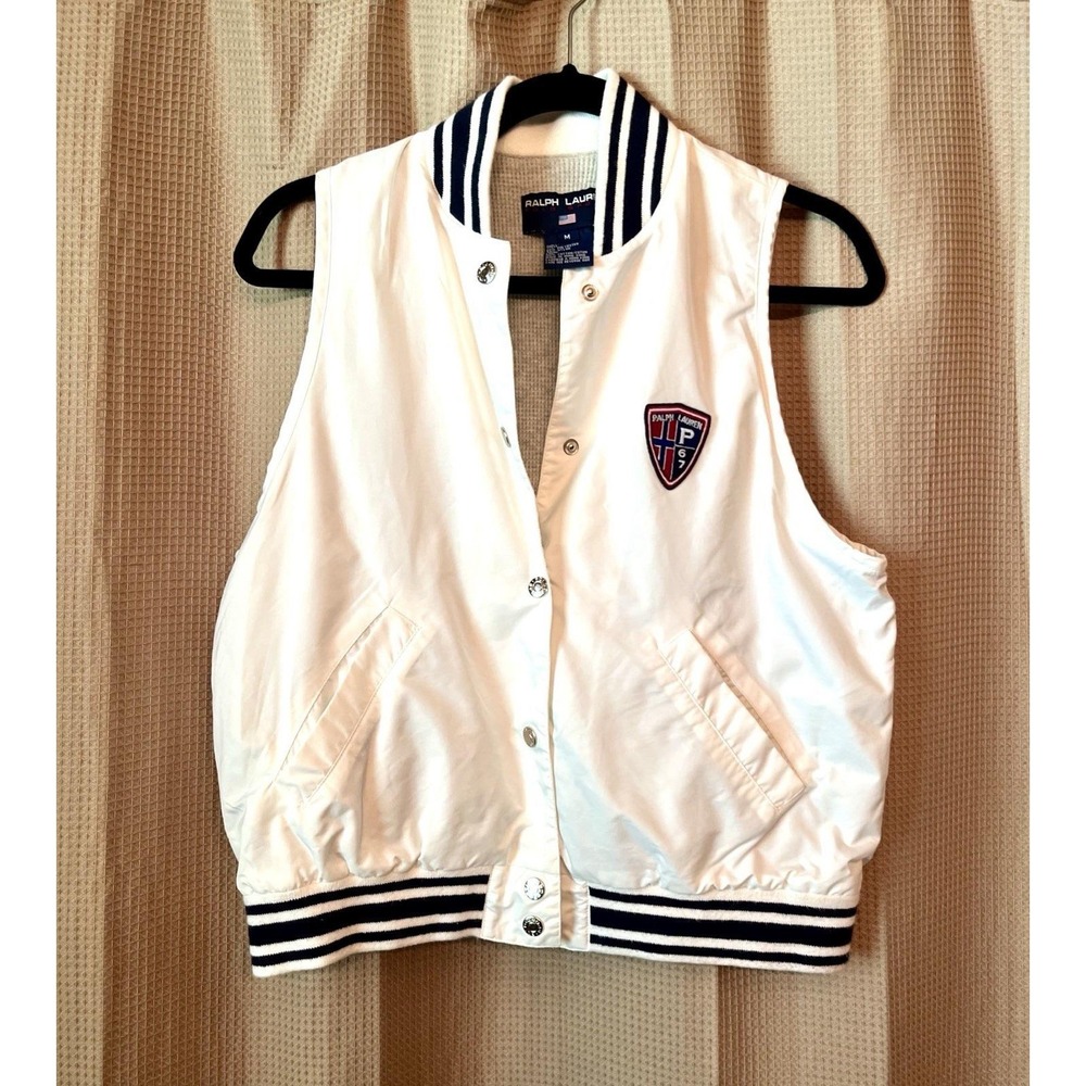 Ralph Lauren P 67 Emblem Sleeveless Jacket Women's M Vintage Preppy Varsity